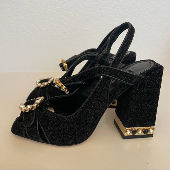 Dolce & Gabbana Round Crystal Block Heels - Picture 3 of 7